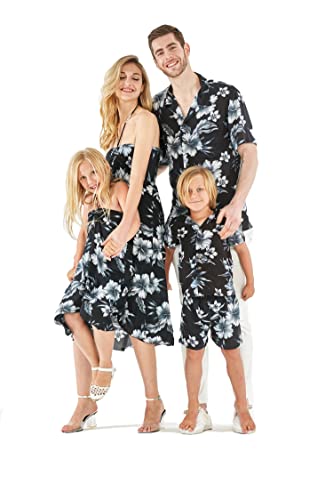 Matchable Family Hawaiian Luau Men Women Girl Boy Clothes in Midnight Bloom