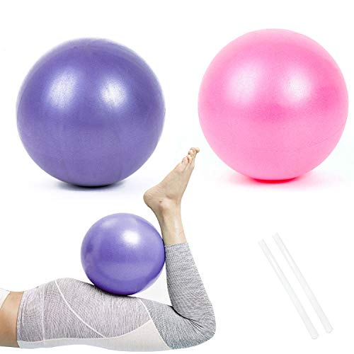 Pelota de Pilates de Yoga de 25 cm, 2 Pelotas de Ejercicio Peque�as, Mini Pelota de Pilates Suave Antideslizante para Gimnasio, Yoga, Masaje y Pilates en Casa (P�rpura y Rosado)