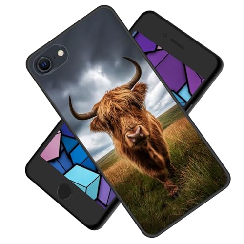 smauncucn for iPhone SE 2020 Case,Premium TPU Ultra Thin Flexible Shock Absorbent Silicone Rubber Protective Cover for iPhone SE 2020,Highland Cow