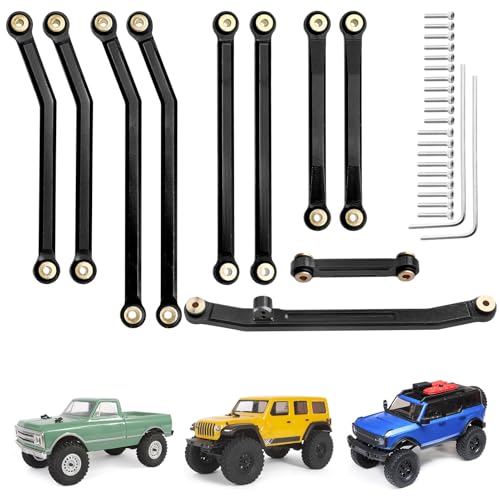 Hobbypark High Clearance Links Set Steering Rod Tie Upgrades for Axial SCX24 C10 AXI00001 Wrangler JLU AXI00002 Bronco AXI00006 1/24 RC Crawler Car (Black)