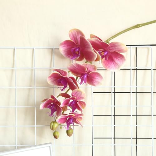FACAIIO Arreglo floral artificial de orquídea Phalaenopsis para decoración de boda, exhibición de pared de 83,5 cm de alto, blanco/morado claro/rosa oscuro