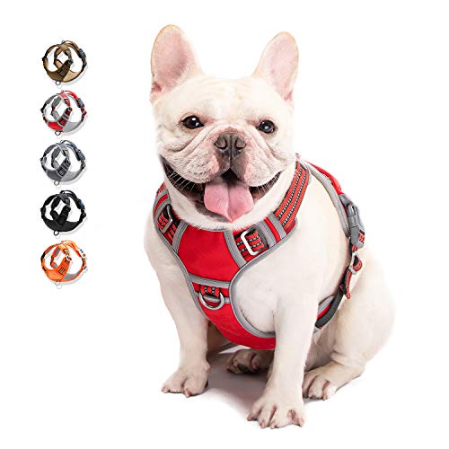 WALKTOFINE Dog Harness No Pull Reflective, Comfortable Harness with Handle,Fully Adjustable Pet Leash