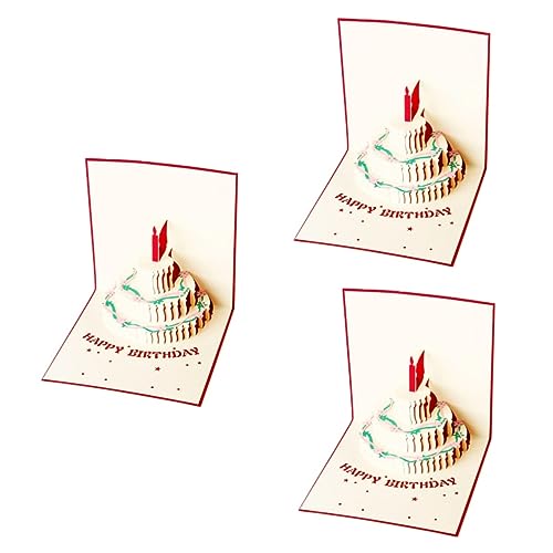Carte Anniversaire Musicale VILLCASE Lot de 3 avec Gâteau Lumineux Pop-up
