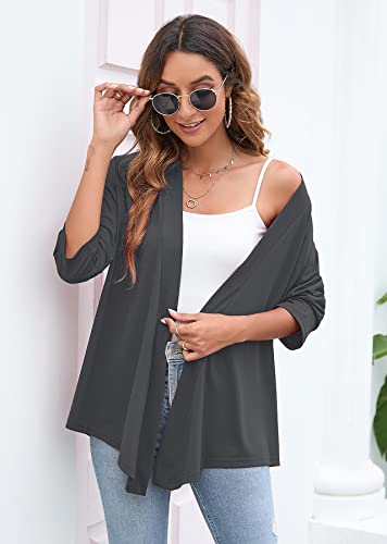 Image of Heymoments Women's Lightweight Open Front Cardigans 3 /4 Sleeve Casual Soft Drape Fall Cardigan S-2XL