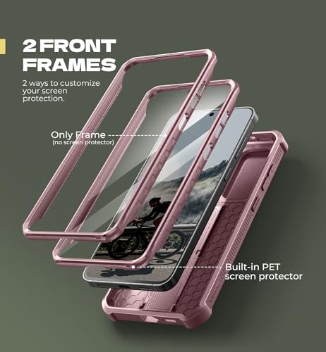 Image of Dexnor for Samsung Galaxy S25 FE Case with Upgraded Slide Camera Cover & 2 Front Frames & Built-in Screen Protector & Kickstand, Heavy-Duty Rugged Case Full-Body Protective Cover(2025),Peony Pink