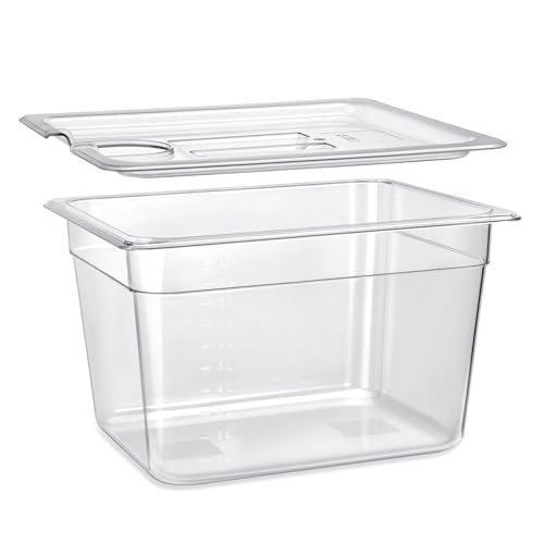 Sous Vide Container with Lid 11 Liter/12 Quarts for Virtually All Immersion Circulators Cookers Crystal Clear Transparent Polycarbonate Accessories Kit (12 Quats with Lid)
