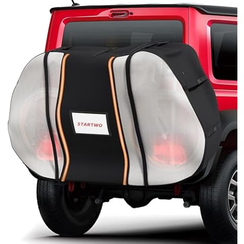 STARTWO Bike Cover for Transport on Rack, Heavy Duty Waterproof Bike Cover for 2 Bikes on Rear Bike Rack, Bicycle Cover Rain UV Snow Proof with Anti-theft Lock Hole Windproof Buckle Storage Bag Cover