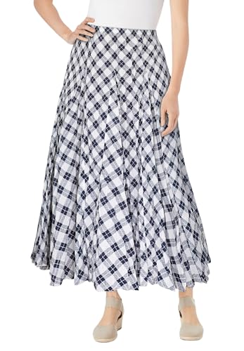 Woman Within Plus Size Pull-On Elastic Waist Crinkle Printed Skirt