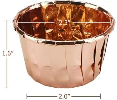 Pixie Pop Party Cupcake Cups 50Pcs/Pack 3.5 Oz Each, Disposable Foil Muffin Liners Baking Mold Cup Liners Rose Gold #TOP2