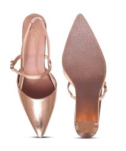 Image of JM LOOKS Slingback Pumps Elegant Dressy Heels for Women Closed Toe Pointy High Heels Wedding Bride Prom Party Evening Shoes