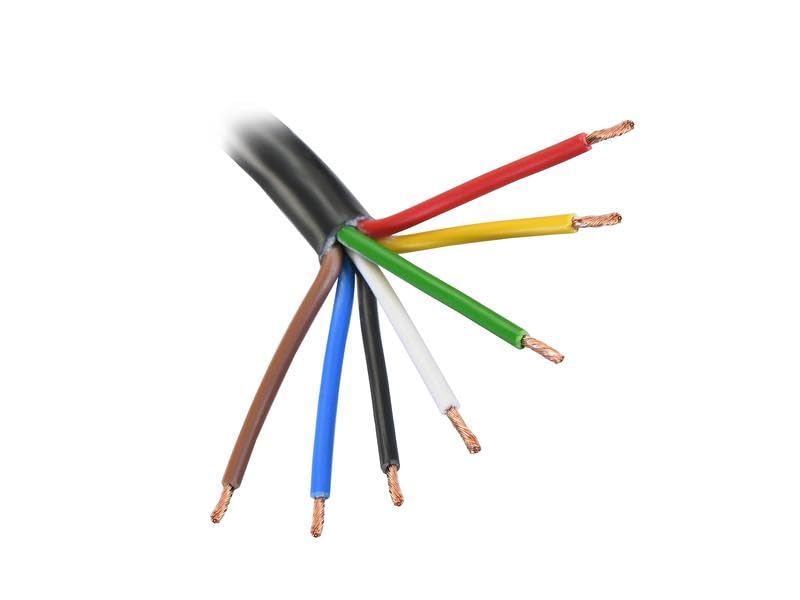 7 Conductor Electrical Cable 1.5mm² Black 1M Length - Versatile Use