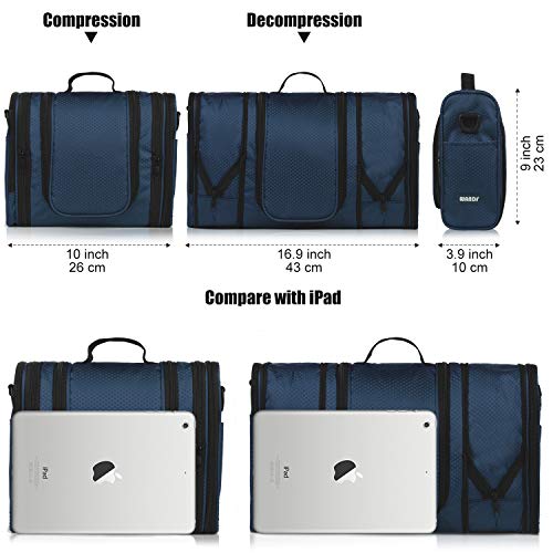 Wandf Expandable Toiletry Bag Hanging Dopp Kit Tsa Approved Bottles Water-Resistant Bathroom Bag For Men Women Water-Resistant Nylon, Navy Blue #TOP1