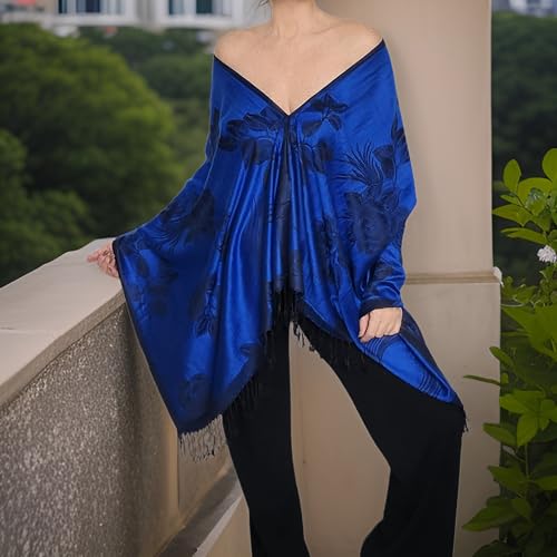 Soft Shawl Black Rose Scarf Fancy Wedding Wrap Dressy Women's Poncho4