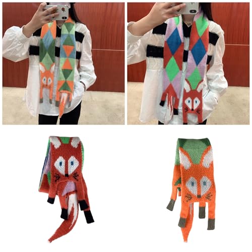 Autumn Winter Kids Neck Scarf Cartoon Knitted Scarf Soft & Breatahble Warm Neckerchief for Boys Girls and Women2