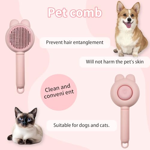 Image of Zoocozy Cat Brush for Shedding, Dog Deshedding Brush, Pet Hair Removal Tool for Puppy Pitten(Pink)
