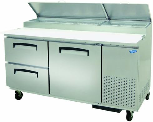 Pizza Prep Table with Refridgeration with 2 Drawers, 1 Door/2 Shelves/9 Pans (.33 Size), 18.2 Cubic Feet