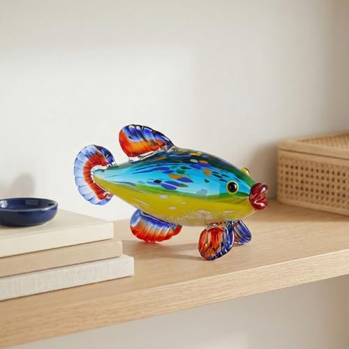 Figura Decorativa de Vidrio en Forma de Pez Azul miniatura 6