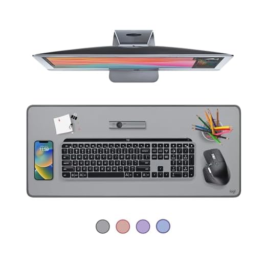 Logitech Desk Mat - Studio Series, Multifunctional Large Desk Pad, Extended Mouse Mat, Office Desk Protector with Anti-Slip Base, Spill-Resistant Durable Design, in Mid-Grey