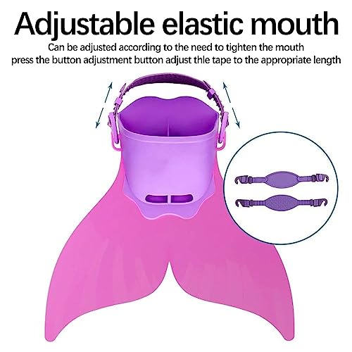 Mermaid Monofin Swim Fin, Adjustable Mermaid Swim Fin for Swimming Training, Kids Mermaid Flipper Water Sports Training Foot Flipper, Swim Fin for Kids, Monofin Mermaid Tails for Swimming (Pink)