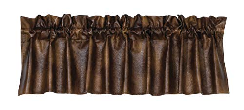 Paseo Road by HiEnd Accents Brown Western Faux Leather Window Curtain Valance, 18x84 inch, Rod Pocket, Rustic Cabin Lodge Style