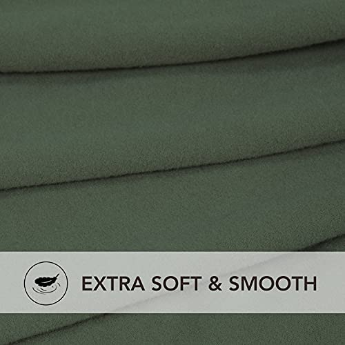 Image of PureFit Stretch Rectangle Ottoman Cover Footstool Cover, Grayish Green | Fleece Soft Form Fit Ottoman Slipcovers Rectangle Slipcover for Folding Storage with Nonslip Elastic Bottom