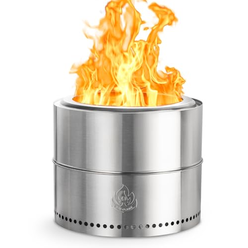 R.W.Flame 19 Inch Outdoor Fire Pit, Bonfire 2.0 Smokeless Fire Pit, Portable Stainless Steel Firepit cover