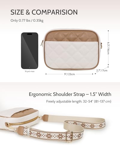 Prite Quilted Crossbody Purse for Women, Vegan Leather Bag with Shoulder Strap, Small Purse with Card Slots3
