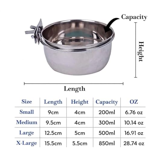 Image of Pets Empire Best Stainless Steel Birds Coop Cup Feeder Bowl (200 ML Pack of 3, Coop)