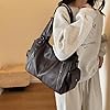 Generish Sac à main pour femme - En cuir souple - Grand sac de shopping - Uni - Vintage - Marron - Pour le travail, l'école, les voyages, marron foncé #1