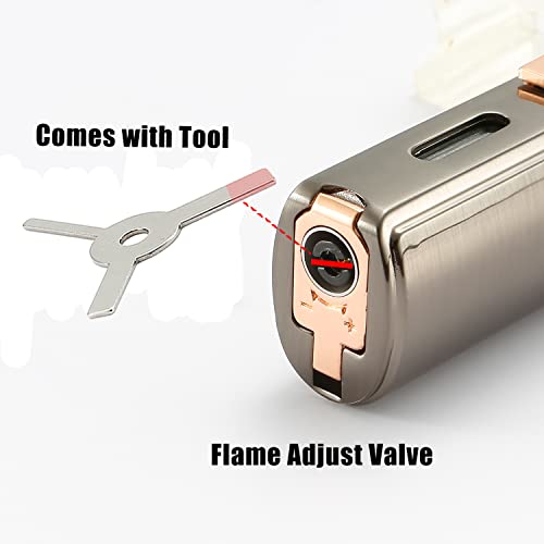 Futlidys 420 Carbon Steel Cutter And Lighter Gift Set, Triple Jet Flame Torch Lighter With Punoh, Refillable Windproof Butane Lighter With Visible Fuel Window, Mens Gifts, Grey(Sold Without Gas) #TOP2