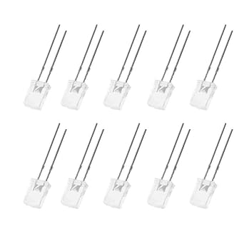 Diffused Len Square LED Kits, 100Pcs 2X3X4 mm Diffused Square Led Diode, White Diffused Led Diode Len Lights, Square Led Transparent Light for Indicator Light, Science Experiments, DIY