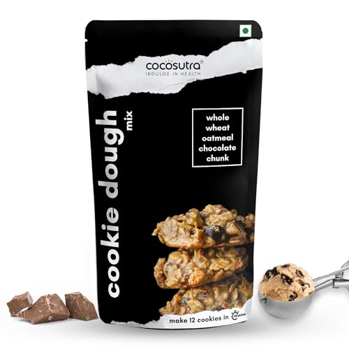 Image of Cocosutra Whole Wheat Oatmeal Chocolate Chunk Cookie Dough Mix, 220g | 100% Natural, Vegan, 3 Easy Steps, Whisk Scoop & Bake