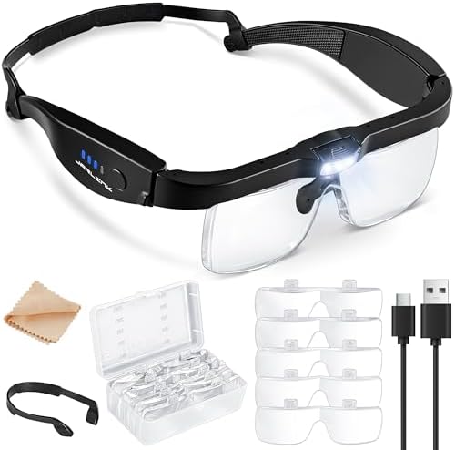 JARLINK Magnifying Glass with Light, Magnifying Glasses with 5 Le...