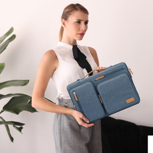 Image of MOSISO 360 Protective Laptop Shoulder Bag,14 inch Computer Bag Compatible with HP Lenovo Dell ASUS Acer, HP, Dell Latitude, Lenovo,Side Open Messenger Bag with 4 Zipper Pockets&Handle, Haze Blue