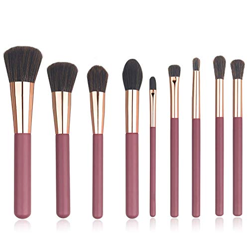 Makeup Brush Set,Premium Synthetic Brushes for Foundation,Eyeshadow,Blush and Contour,6 Pcs Pink Makeup Brushes with Travel Makeup Bag (9pcs) (red)