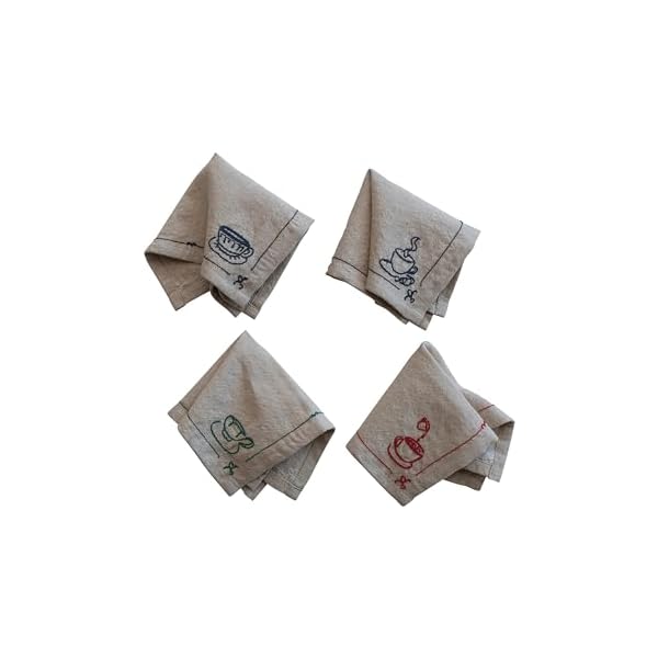   Creative-Co-Op-Coffee-and-Tea-Cotton-and-Linen-Cocktail-Napkins-Multicolor-Set-of-4