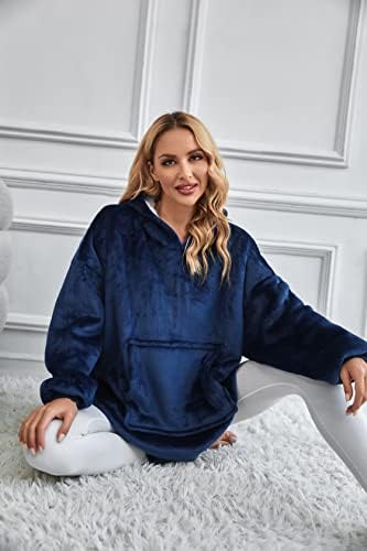 LINGS Hoodie, Oversized Hoodie Sweatshirt Blanket, Super Soft Warm Comfortable Blanket Hoodie Winter Warm Pyjamas Large Pocket for Adults Man Woman