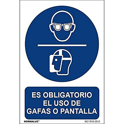 Normaluz Rd26618 - Señal Adhesiva Es Obligatorio El Uso De Gafas O Pantalla Adhesivo De Vinilo 10X15 Cm