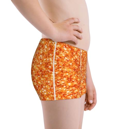 Boys' Cotton Boxer Brief Soft Underwear-Orange Glitter2