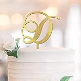 Monogramma D Cake Topper Lettera Personalizzata Qualsiasi Iniziale Per Matrimonio Compleanno Decorazioni per Torte Floreale Nuziale Regalo Per Famiglia Amici Glitter Oro A B C D E F G H I J L M N K O
