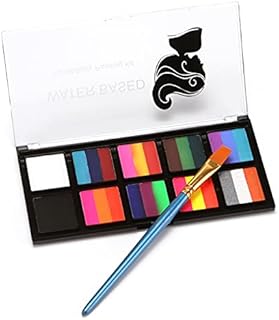 TOUFA Water Activated Face Paint, Professional Face & Body Painting Kit 10 Colors Rainbow Water Activated Paints Split Cakes Palette Makeup Cosplay Facepaints with Brush Safe & Non-Toxic
