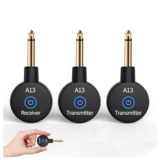 A13 Wireless Microphone Transmitters Receivers, Microphones Guitar System, 2.4GHz Guitar Accessories, No Latency, 100ft Range, Rechargeable 5-Hour Battery, Plug & Play (2TX+1RX)