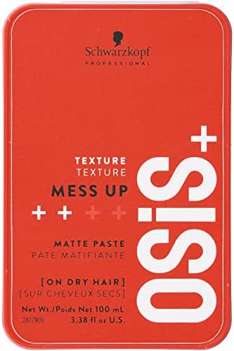 Schwarzkopf Professional OSiS+ Mess Up Hair Styling Matte Paste |Easy to Mould |Easy to apply and Wash | Vegan | Medium Hold | Dry and Non-Greasy | Matte finish| Pomade | 100 ml