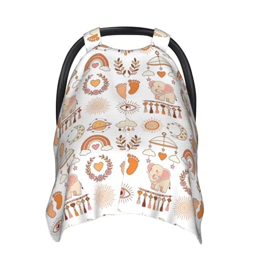 Image of Boho Baby Car Seat Canopy Cover, Nursing Cover for Newborn, Boho Baby Stuff Stroller Cover for All Seasons