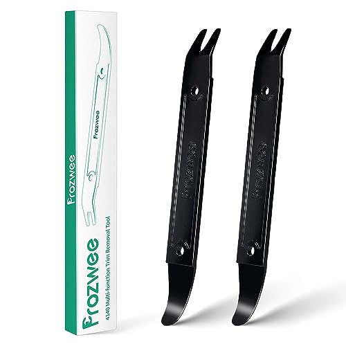 Image of 2PCS 4140 Steel Pay Bar Tool,Multi-Function Trim Removal Tool | Black Durable Panel Removal Tool,for Compact Panel,Auto Trim Interior,Sheet Metal,Fasteners & Bumper Retainer Clips