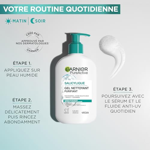 Garnier Pure Active – Gel limpiador de espuma – Limpia, hidrata y elimina impurezas – Ácido hialurónico, cerámica, arcilla, vegano y sin crueldad – para todo tipo de pieles, 250 ml - imagen 4