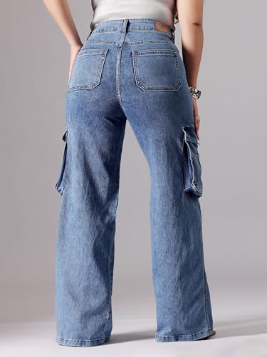 Image of Miss Chase A+ Women's High Rise Regular-Length Stretchable Denim Wide-Leg Shaping Jeans