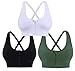 AKAMC Women's Removable Padded Sports Bras Medium Support Workout Yoga Bra 3 Pack