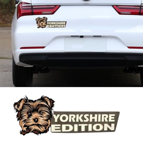 Image of Cute Dog Car Badge Laser Cutting Car Emblem,Funy 3D Acrylic Dogs Badge Rated Emblem Automotive Badge Decals and Stickers for Truck, Rv, Boat Exterior Decoration (Yorkshire)