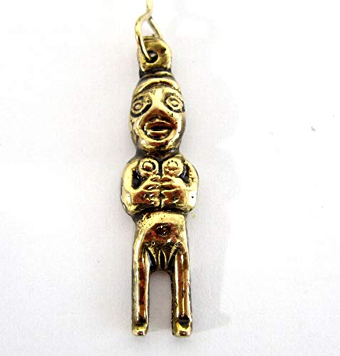 【黄金像キーホルダーのお守り】黄金像・ブロンズ 女性・パチャママ ビルカバンバ伝説 ペルー製民芸品